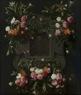 Daniel Seghers - Portrait of StadholderKing William III 16501702 surrounded by a Garland of Flowers.webp