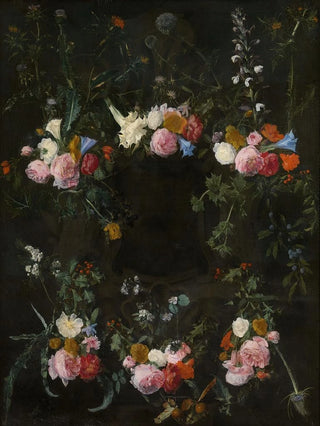 Daniel Seghers - Sculpted cartouche adorned with flower garlands.webp