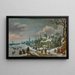 Paesaggio invernale con personaggi che pattinano su un fiume ghiacciato - Daniel van Heil — quadro incorniciato alla parete