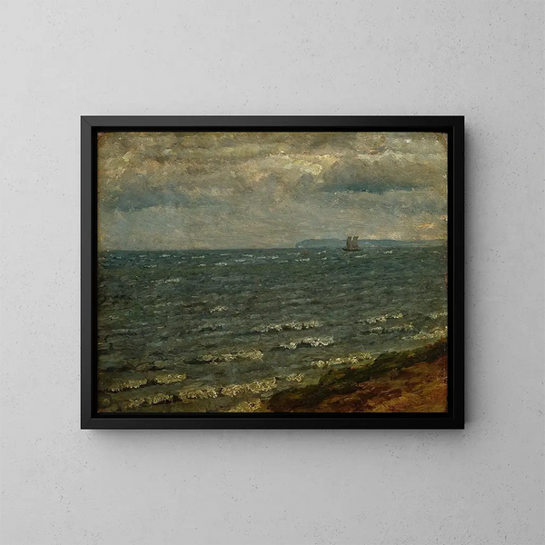 Marine-Gemälde mit bevorstehendem Regen - Dankvart Dreyer — gerahmtes Bild an der Wand