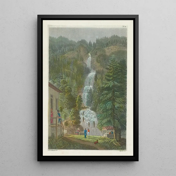 La Cascade du Giessbach - David Alois Schmid — gerahmtes Bild an der Wand