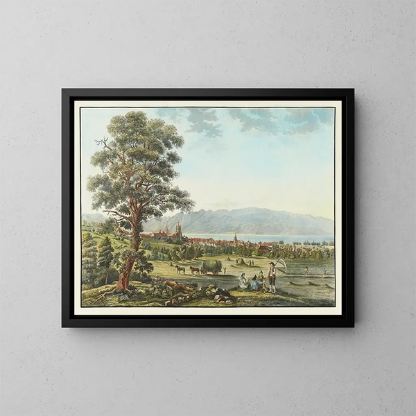 Ansicht von Lausanne und dem Genfersee - David Alois Schmid — gerahmtes Bild an der Wand