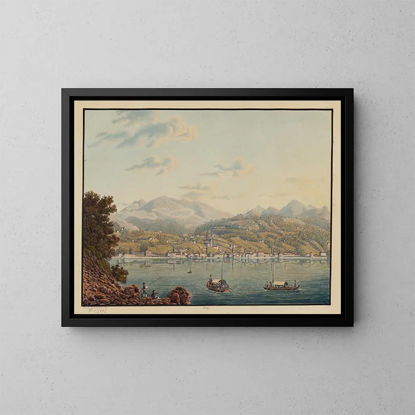 Ansicht der Stadt Lugano - David Alois Schmid — gerahmtes Bild an der Wand