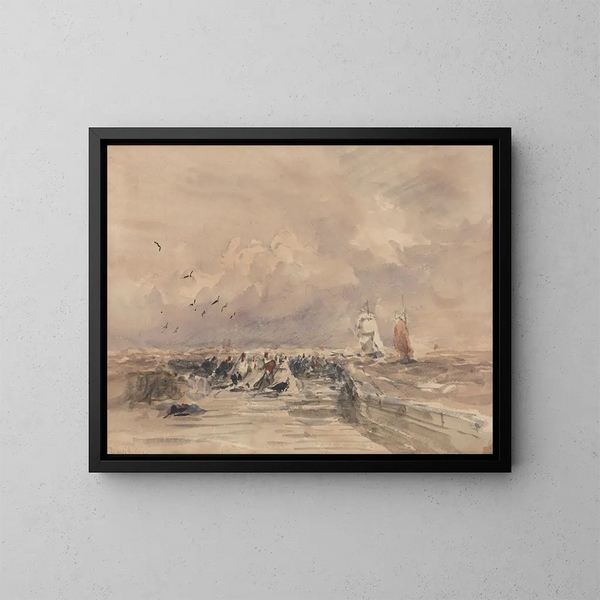 Il porto di Dieppe, vento fresco - David Cox — quadro incorniciato alla parete