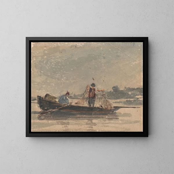 Dei pescatori che tirano una rete - David Cox — quadro incorniciato alla parete