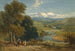 Landscape painting with distant view of Bolton Abbey, Yorkshire, and the River Wharfe - David Cox — artwork view