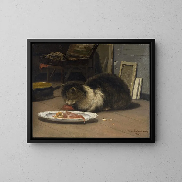 Il gatto nell'atelier - David Jacobsen — quadro incorniciato alla parete
