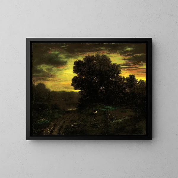 Flusslandschaft bei Sonnenuntergang - David Johnson — gerahmtes Bild an der Wand