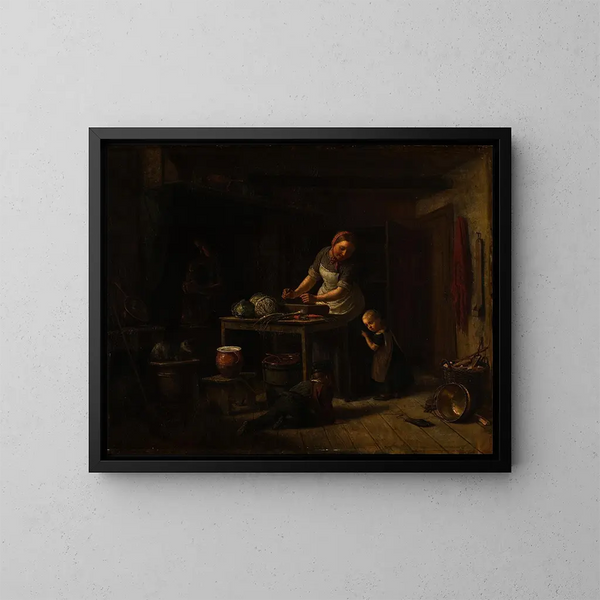 Interno di cucina - David Monies — quadro incorniciato alla parete