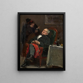 David Oyens - Couple senlaant derrire un homme assoupi.webp