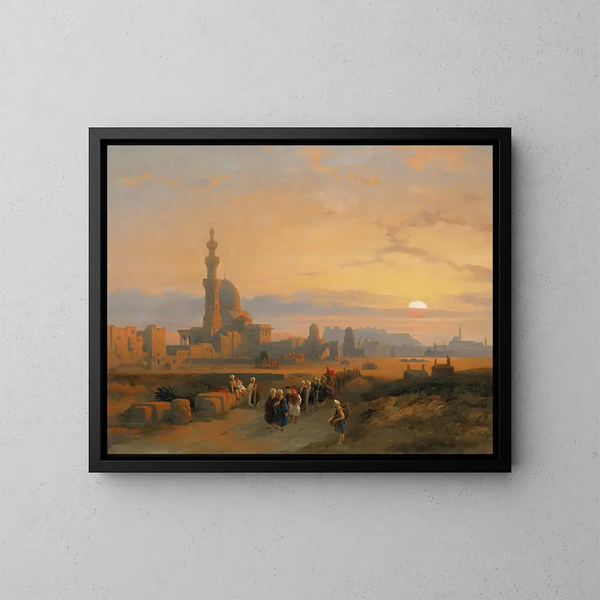 Processione davanti alle tombe dei califfi del Cairo Grande - David Roberts — quadro incorniciato alla parete