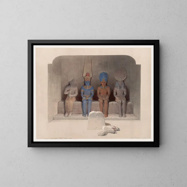 Heiligtum des Tempels von Abu Simbel in Nubien - David Roberts — gerahmtes Bild an der Wand