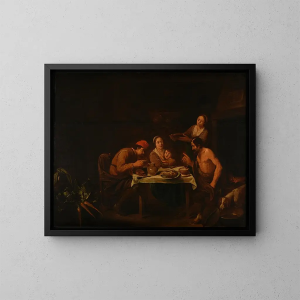 Der Satyr und die Bauern - David Ryckaert III — gerahmtes Bild an der Wand