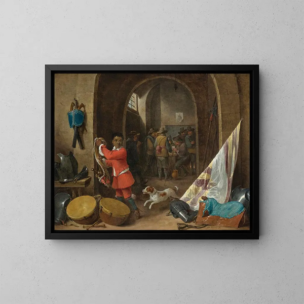 Innenansicht eines Wachsaals - David Teniers der Jüngere — gerahmtes Bild an der Wand