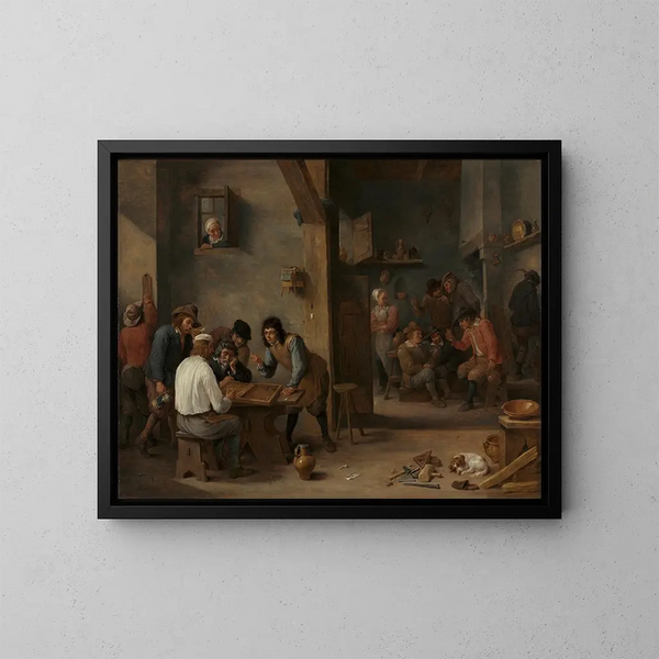 Backgammon-Spiel - David Teniers der Jüngere — gerahmtes Bild an der Wand