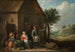 Künstlerischer Kunstdruck des Gemäldes "Ländliches Leben vor einem Cottage mit einer sitzenden Frau und einem Kind" - David Teniers der Jüngere — Ansicht des Kunstwerks