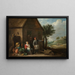 Künstlerischer Kunstdruck des Gemäldes "Ländliches Leben vor einem Cottage mit einer sitzenden Frau und einem Kind" - David Teniers der Jüngere — gerahmtes Bild an der Wand