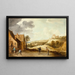 Landschaft mit Bauern, die vor einer Gaststätte Boule spielen - David Teniers der Jüngere — gerahmtes Bild an der Wand