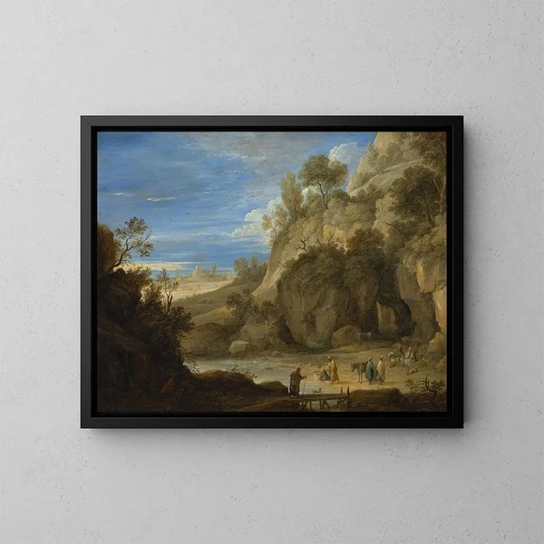 Paesaggio con un campo di zingari - David Teniers il Giovane — quadro incorniciato alla parete