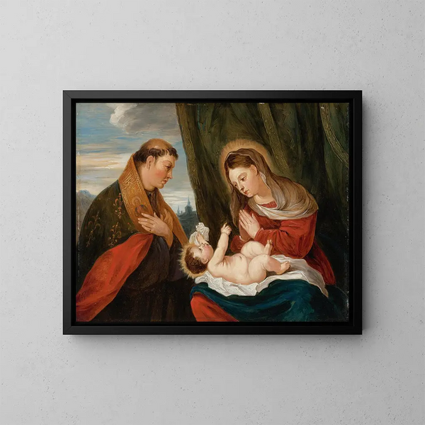 Vergine con Bambino e San Luigi di Toulouse - David Teniers il Giovane — quadro incorniciato alla parete