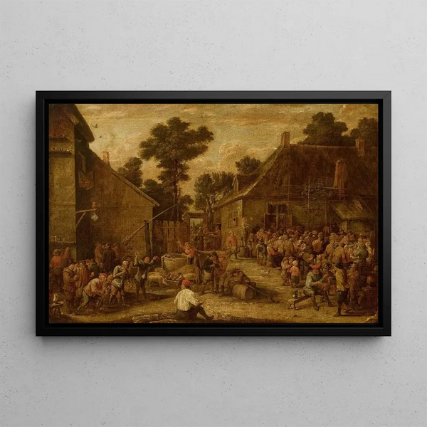 Festlichkeiten auf dem Land - David Teniers der Jüngere — gerahmtes Bild an der Wand