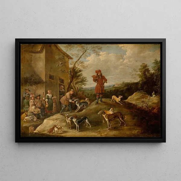 Jäger in Ruhe - David Teniers der Jüngere — gerahmtes Bild an der Wand