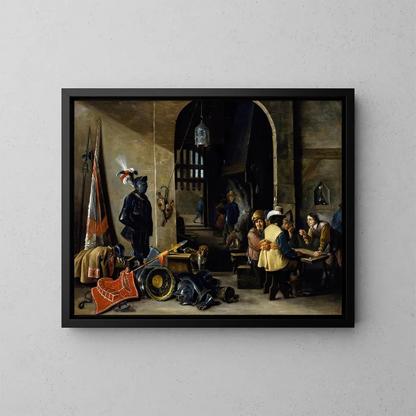 Des soldats jouant aux dés - David Teniers le Jeune — gerahmtes Bild an der Wand