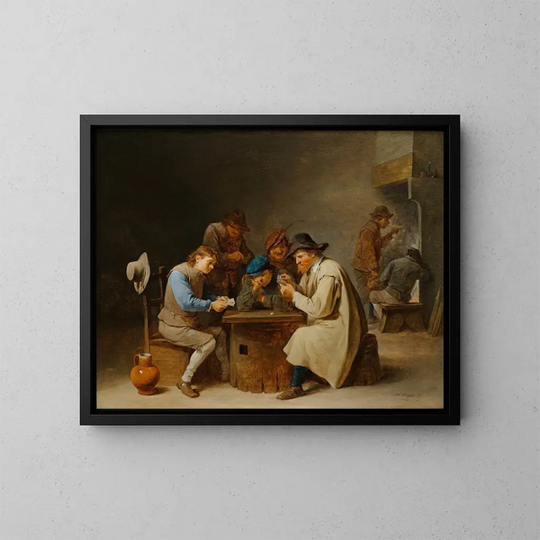 I giocatori di carte - David Teniers il Giovane — quadro incorniciato alla parete