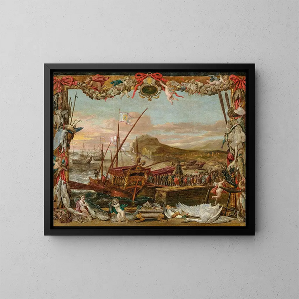 L'Imbarco di Don Giovanni d'Austria - David Teniers il Giovane — quadro incorniciato alla parete