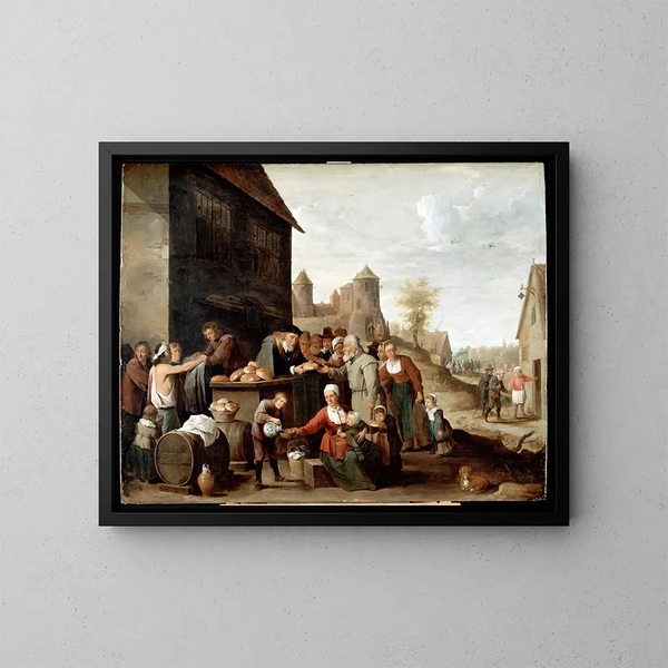 Le sette opere di misericordia corporale - David Teniers il Giovane — quadro incorniciato alla parete