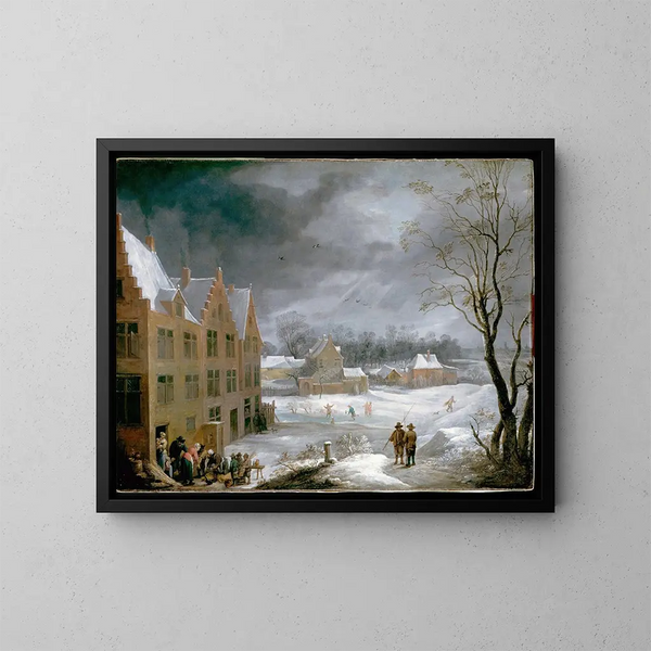 Scène d'hiver avec un homme tuant un cochon - David Teniers le Jeune — quadro incorniciato alla parete
