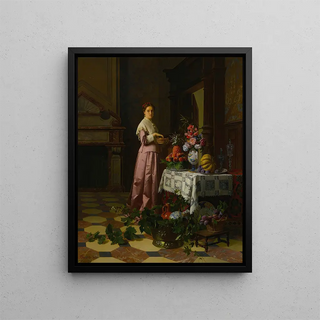 David mile Joseph de Noter - An Interior With Fruit And Flowers.webp