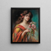 Portrait einer Dame im Nachthemd, die Rosen hält - Delphin Enjolras — gerahmtes Bild an der Wand
