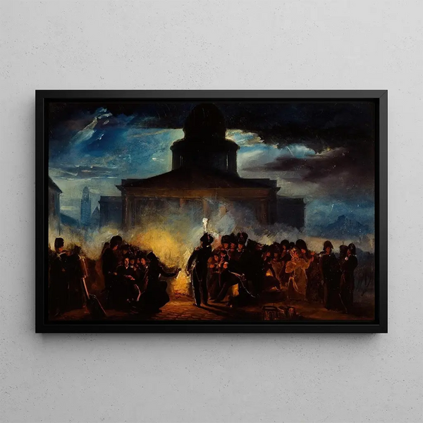 Denis Auguste Marie Raffet - Bivouac place du Panthon dans la nuit du 22 au 23 dcembre 1830.webp