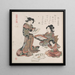 Two women and a girl looking at paintings - Kubo Shunman — framed artwork on a wall