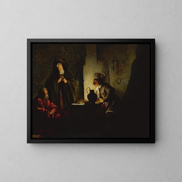 Joseph im Gefängnis - Dirck Dircksz van Santvoort — gerahmtes Bild an der Wand