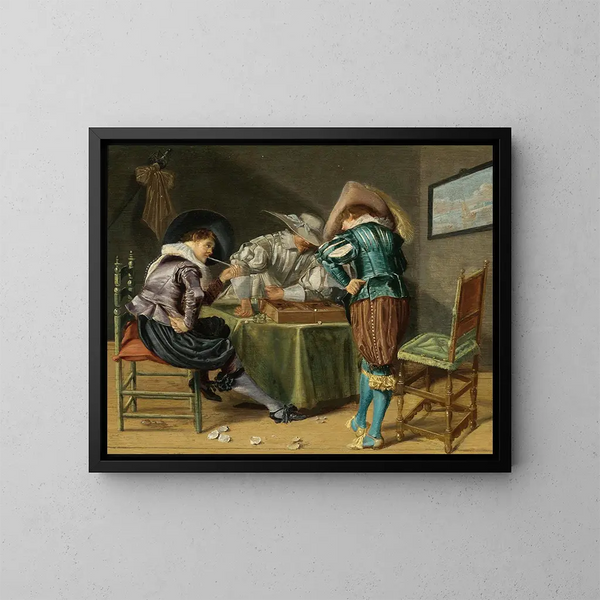 Spieler beim Trictrac in einem Interieur - Dirck Hals — gerahmtes Bild an der Wand
