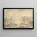 Battle scene with church on the left - Dirk Langendijk — framed artwork on a wall
