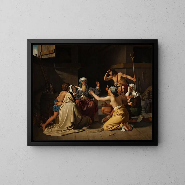 Noé und seine Familie in der Arche - Ditlev Blunck — gerahmtes Bild an der Wand