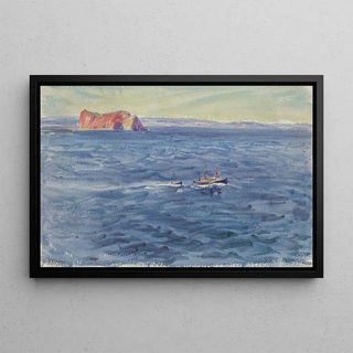 Dodge MacKnight - Seascape with Boat and Cliff.webp
