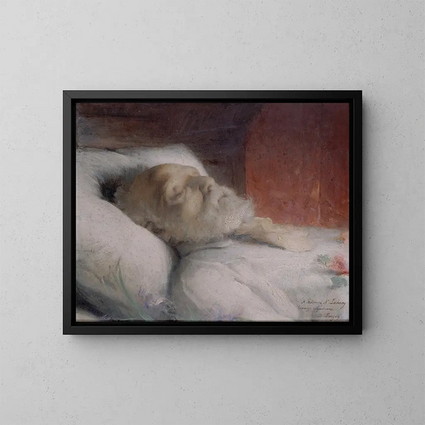 Victor Hugo auf seinem Sterbebett - Désiré François Laugée — gerahmtes Bild an der Wand