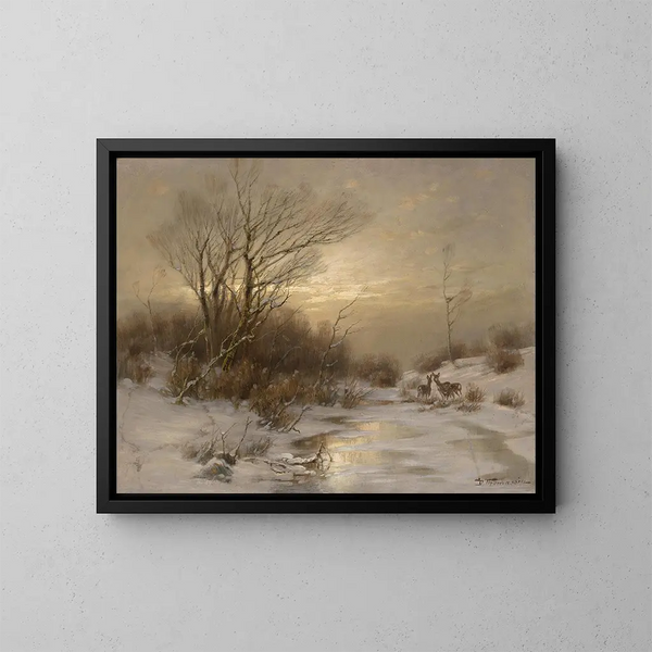 Traum in Winterlandschaft - Désiré Thomassin — gerahmtes Bild an der Wand