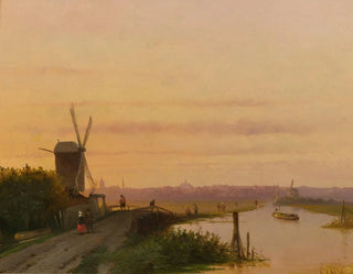 Dutch School - Sunset Over A Dutch Town.webp