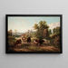Landscape painting of the area near Hereford Cathedral and the Wye River - E. R. van Hampe — framed artwork on a wall