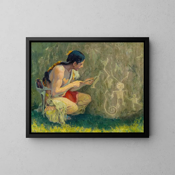 Die Piktogramme - Eanger Irving Couse — gerahmtes Bild an der Wand