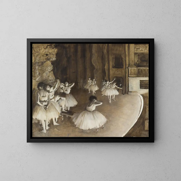Wiederholung des Balletts auf der Bühne - Edgar Degas — gerahmtes Bild an der Wand