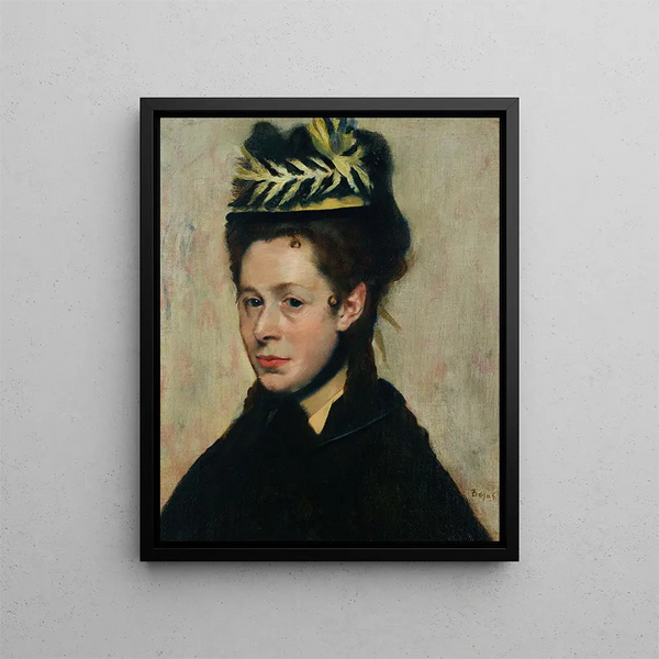 Buste de femme au chapeau de plumes - Edgar Degas — gerahmtes Bild an der Wand