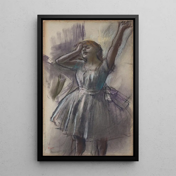 Tänzerin, die sich dehnt - Edgar Degas — gerahmtes Bild an der Wand