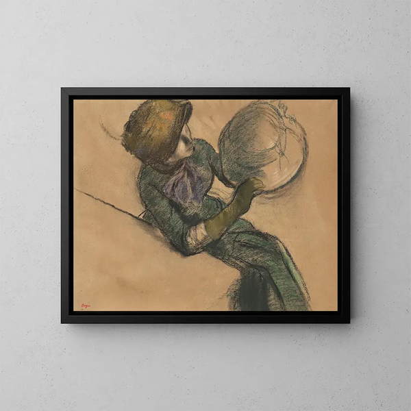 Frau mit Hut - Edgar Degas — gerahmtes Bild an der Wand