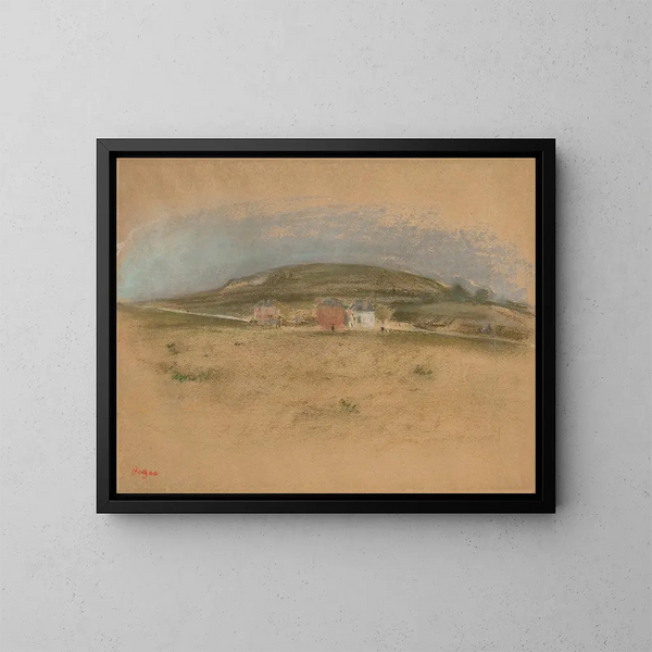 Häuser am Fuße einer Klippe - Edgar Degas — gerahmtes Bild an der Wand